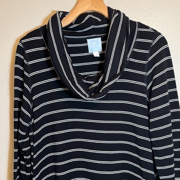 Sunday Black Cowl Neck Long Sleeve Striped Dress - Picture 3 of 11